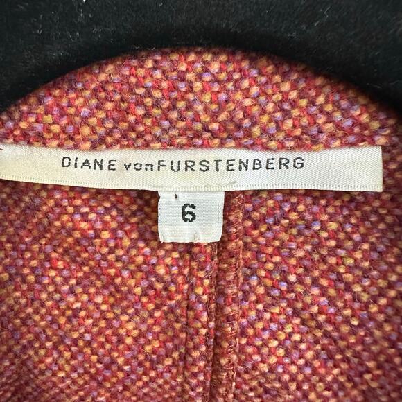 Diane von Furstenberg Marika Wool Tweed Jacket Zip Up Size 6 Vintage - Picture 3 of 11